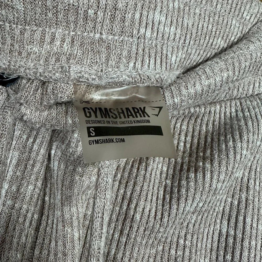 Gymshark Womens Small Slounge Pants Joggers Athleisure Knit Ribbed Cozy Taupe